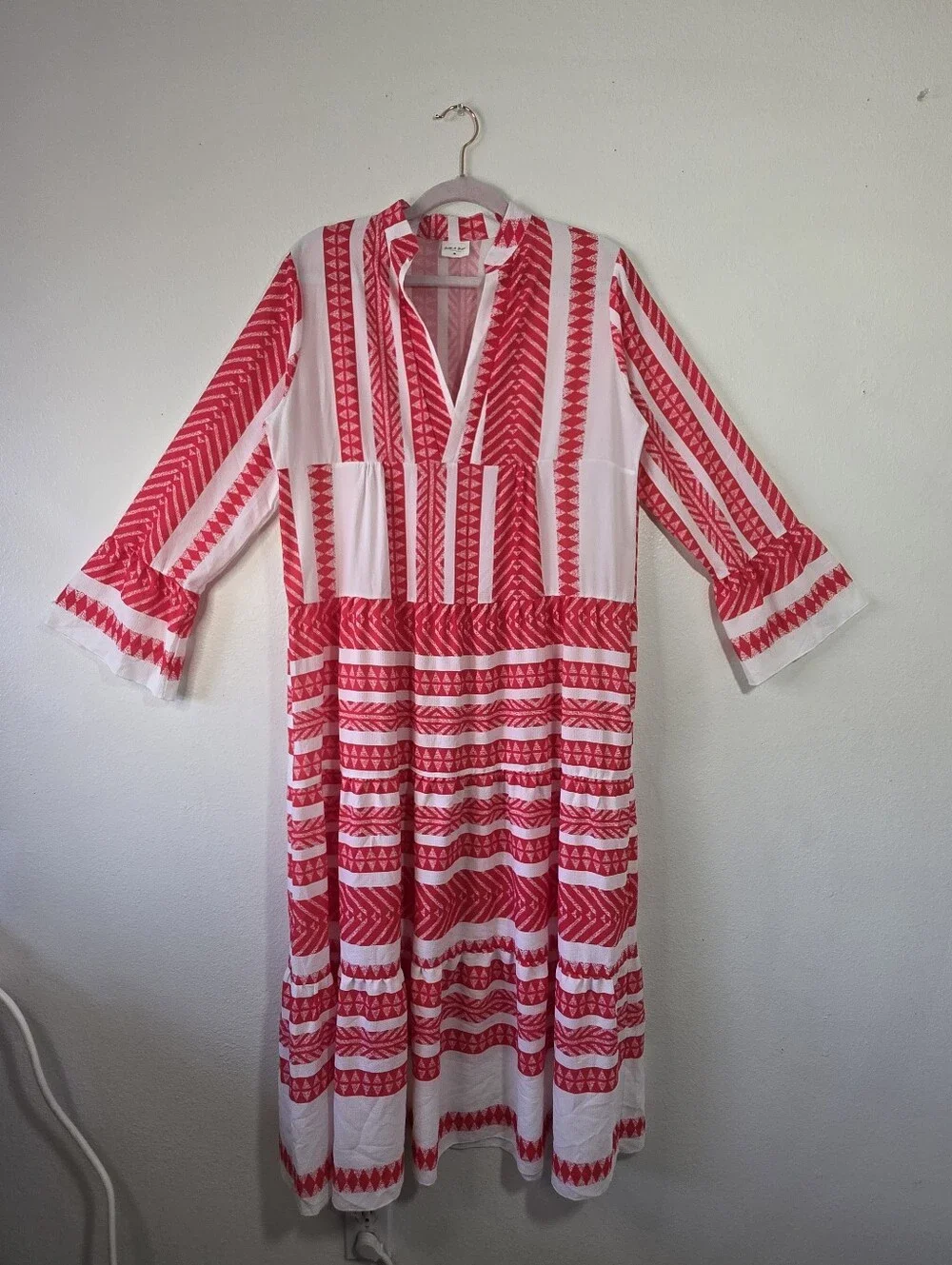 Silk & Salt Aztec Print Tier Maxi Dress Petite Large - Picture 2 of 11